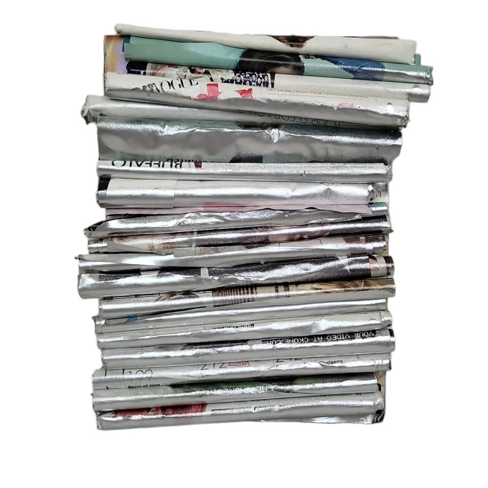 Recycled Magazine silver Metallic Rolled Paper Art